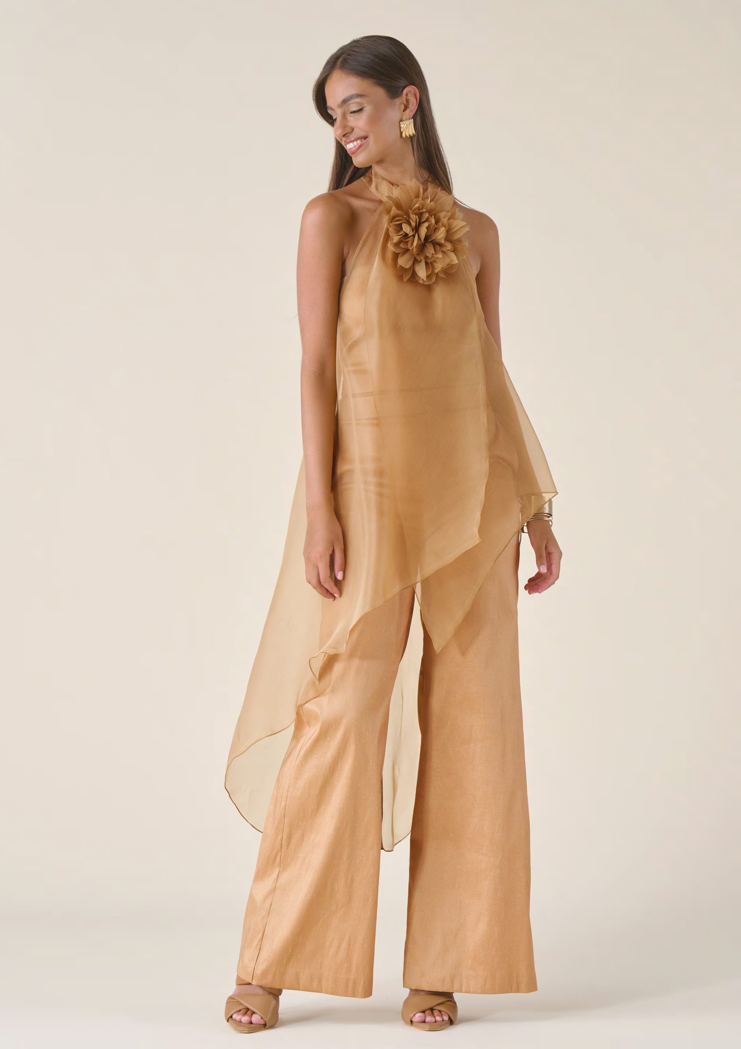 Pantaloni in chantung