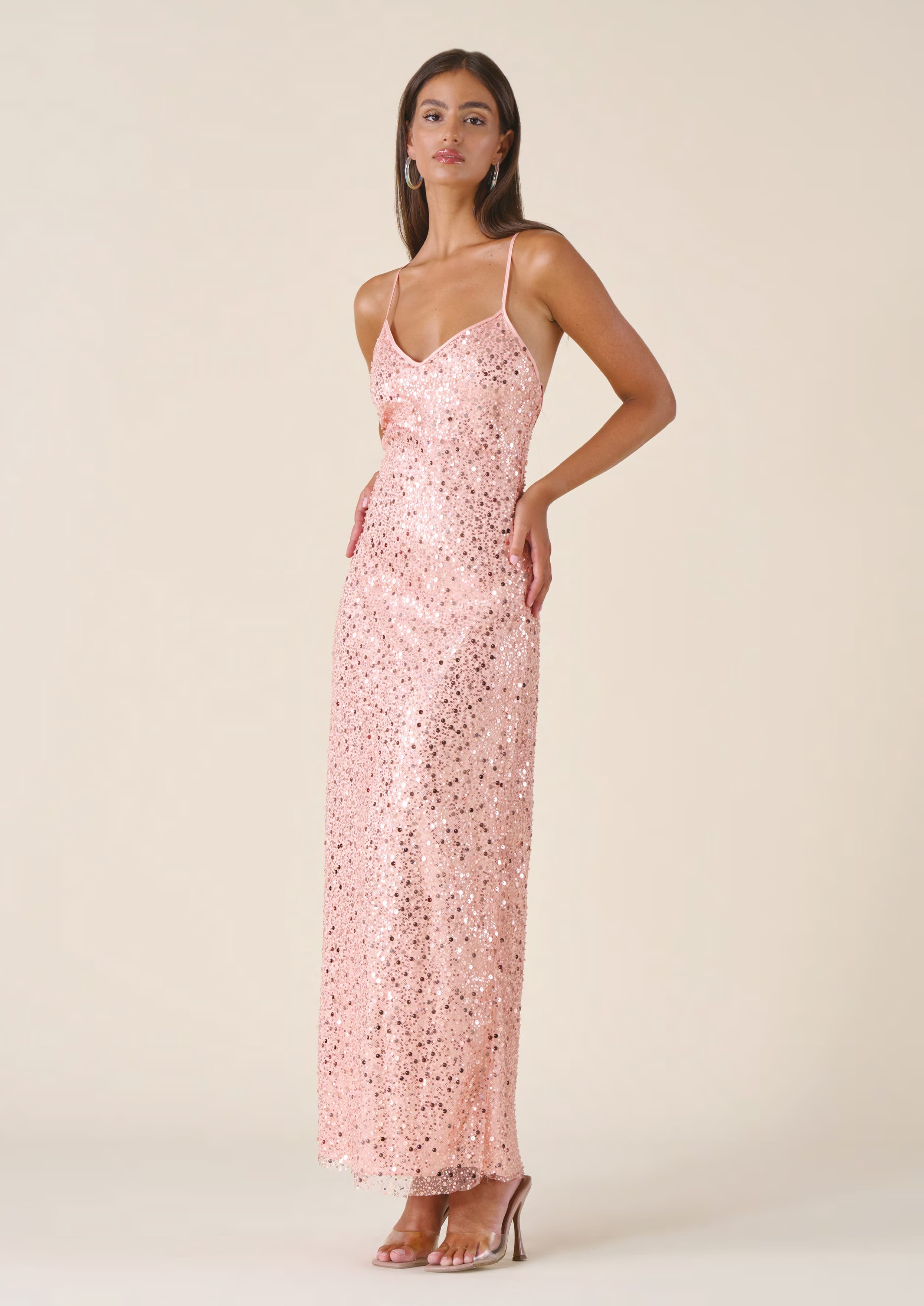 Abito midi in paillettes ricamata